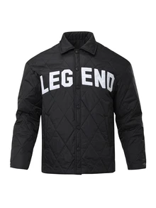 Sport MetroGents 男士前扣长袖字母印花简约运动夹克，冬季 - 黑色 - 查看 2