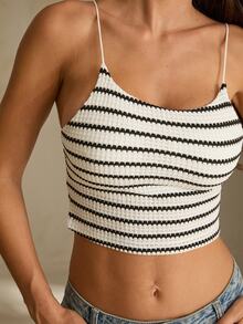 Allurite Women's White And Black Casual Sexy Versatile Daily Wear Camisole Top Beach Summer - Black and White - View 6