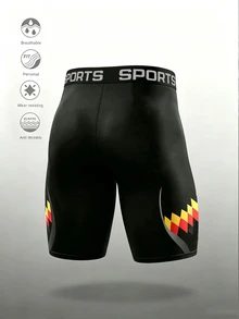 Acti Log Men's Letter Waistband Geometric Print Athletic Tight Shorts - Multicolor - View 2