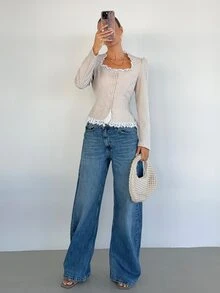 Siren Gaze Women's Front Button Long Sleeve Blazer Office Brunch Tea Party White Fall French Elegant Boho - Apricot - View 4