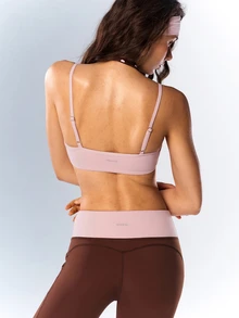 VARSIVA Women's Colorblock Brown And Pink Polka Dot Print Sports Athleisure 80s Bra Gym Workout Autumn - Multicolor - View 5