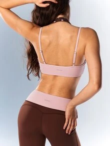 VARSIVA Women's Colorblock Brown And Pink Polka Dot Print Sports Athleisure 80s Bra Gym Workout Autumn - Multicolor - View 4