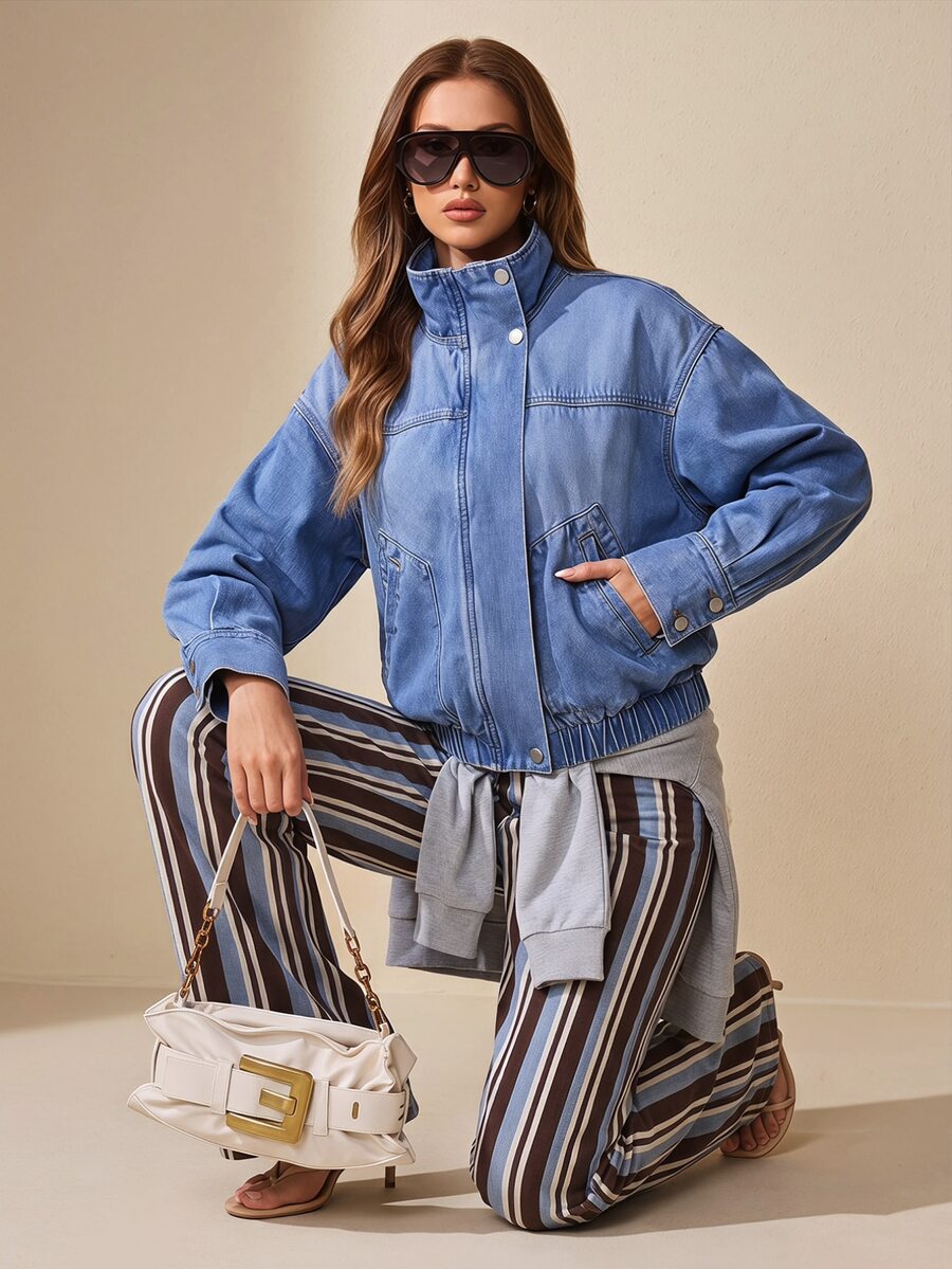 Selenza Women's Casual Versatile Everyday Long Sleeve Denim Jacket - Blue - View 1