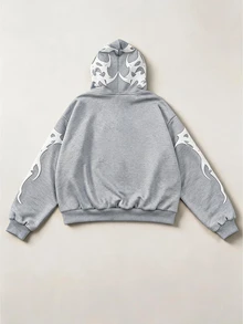 ROMWE MEN Men's Spring/Autumn Casual Printed Hoodie - Grey - View 2