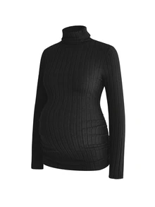 Modmama 3-Piece Solid Color High-Neck Long-Sleeve Maternity Nursing Top Fall Homewear Breastfeeding Black Grey Casual Baggy - Multicolor - View 7