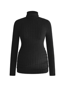 Modmama 3-Piece Solid Color High-Neck Long-Sleeve Maternity Nursing Top Fall Homewear Breastfeeding Black Grey Casual Baggy - Multicolor - View 6