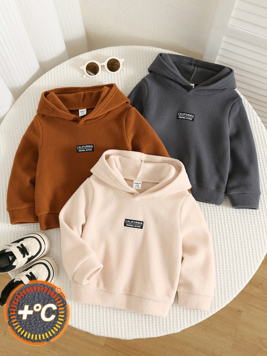 SHEIN 3pcs/Set Baby Boy & Baby Girl Autumn/Winter Casual Plush Hooded Sweatshirt Multi-Piece Set, Infant Hooded Sweatshirt - Multicolor - View 1