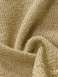 SHEIN LUNE Shiny Golden Yellow Front Twist Lantern Sleeve Elegant Sexy Women's Sweater, Suitable For Autumn/Winter Wear Night Out Brunch Date Night - Yellow - View 3