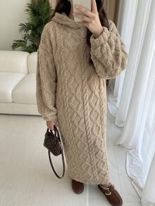 Solavon Women's Thick Warm Winter Long Sleeve Hooded Sweatshirt Fashion - Khaki - View 7