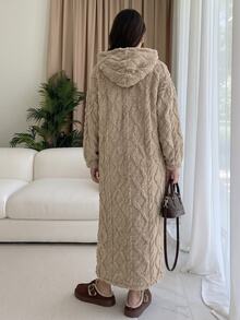 Solavon Women's Thick Warm Winter Long Sleeve Hooded Sweatshirt Fashion - Khaki - View 2