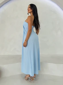 Shopreo 女士度假串珠连衣裙 - 淺藍色 - 查看 3