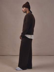 Musero Mohair Brushed Knit Sweater & Mohair Brushed Elasticated Wist Joggers Co Ord Autum Winter Essentials - Brown - View 1