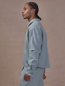 Musero Asymetric Collared Shirt Silver Hardwear Detail Co Ord Shirt Only Autum Winter Essentials - Blue - View 3