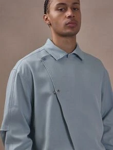 Musero Asymetric Collared Shirt Silver Hardwear Detail Co Ord Shirt Only Autum Winter Essentials - Blue - View 5