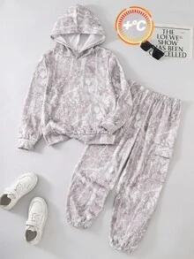 SHEIN 2pcs Kids Tween Boy Autumn/Winter Casual Camouflage & Dead Tree Branch Pattern Knitted Pullover Sweatshirt Long Sleeve Pullover Sweatshirt & Long Pants Set, Boys Outfit, Camouflage Set, Autumn/Winter Set - Multicolor - View 6