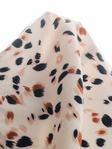 Emery Rose Kids Young Girl Knit Solid Color Round Neck Patchwork Woven Leopard Print Hem Casual Dress - Apricot - View 9