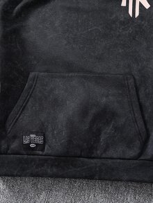 SHEIN 青少年男孩極簡街頭風字母印花拉鍊連帽衛衣，休閒舒適柔軟面料，灰色，秋冬校園開學穿搭 - 灰色 - 查看 4