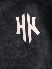SHEIN 青少年男孩極簡街頭風字母印花拉鍊連帽衛衣，休閒舒適柔軟面料，灰色，秋冬校園開學穿搭 - 灰色 - 查看 7