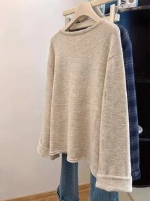 SHEIN LUNE CURVE Plus Size Women's 2 In 1 Patchwork Casual Everyday Long Sleeve Sweater - Multicolor - View 2