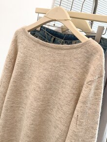 SHEIN LUNE CURVE Plus Size Women's 2 In 1 Patchwork Casual Everyday Long Sleeve Sweater - Multicolor - View 5