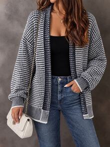 EMERY ROSE Plus Size Women's Autumn/Winter Turn-Down Collar Casual Fashion Versatile Knit Cardigan Fall Winter Sweater Fall Winter 2026 - Multicolor - View 1