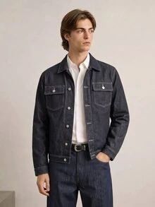QuarKem Men's Streetwear Casual Black Denim Jacket - Black - View 8