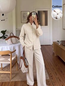 Serisse Women's Solid Color Long Sleeve Top And Pants Casual Daily 2 Pieces Set,Fall/Winter Elegant Formal Luxury Business Chic Basic Christmas - Multicolor - View 11