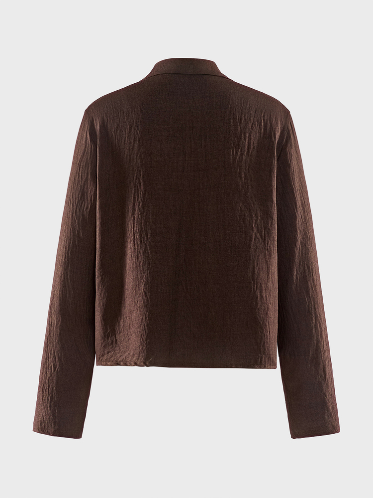 AXEPEAK Men's Solid Color Long Sleeve Shirt And Pants Casual Daily Outfit - Brown - View 4