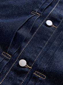 AXEPEAK 男士水洗時尚刺繡雷射雕刻長袖上衣 - 深色水洗藍 - 查看 8