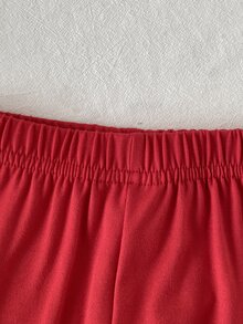 SHEIN Playful Pals 2件組幼兒女嬰可愛公主風紅白條紋草莓針織套裝，開襟外套搭配長褲，長袖圓領，適中版型，生日派對秋季假期保暖穿搭 - 紅白色 - 查看 4