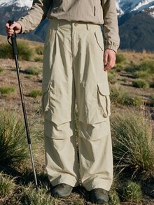 WanderVale Women's Solid Color Casual Versatile Daily Wear Cargo Hiking Pants - Apricot - View 9
