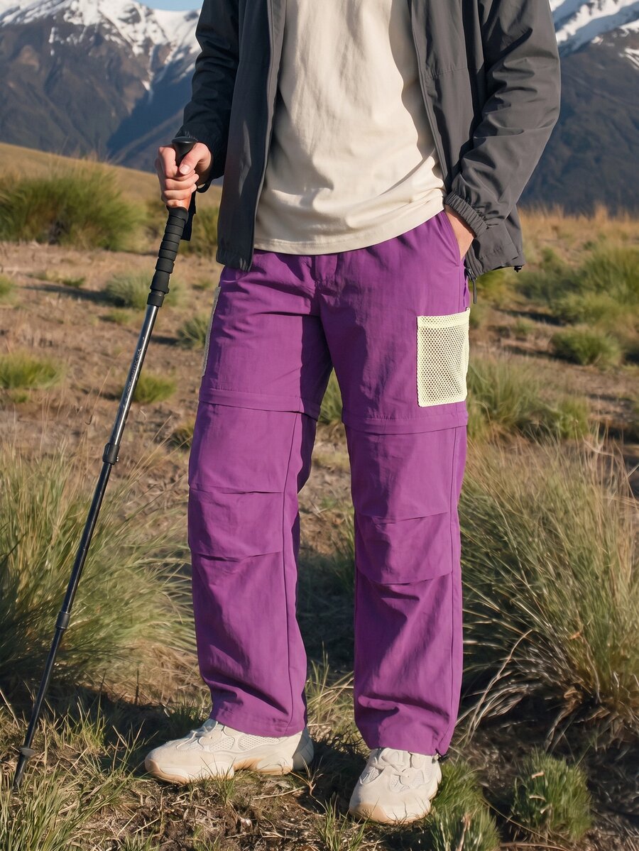 WanderVale Women's Minimalist Fashion Multi-Pocket Elastic Waist Hiking Pants Suitable For Outdoor Sports - Purple - View 1