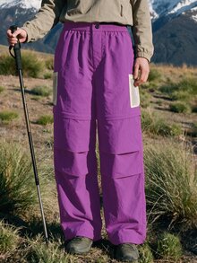 WanderVale Women's Minimalist Fashion Multi-Pocket Elastic Waist Hiking Pants Suitable For Outdoor Sports - Purple - View 8