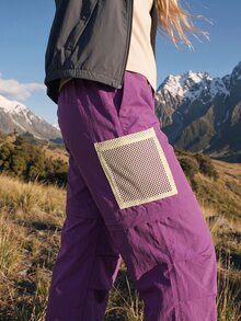 WanderVale Women's Minimalist Fashion Multi-Pocket Elastic Waist Hiking Pants Suitable For Outdoor Sports - Purple - View 6