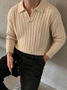 Manfinity Homme Men's Solid Color Casual Versatile Daily Wear Long Sleeve Sweater - Multicolor - View 1