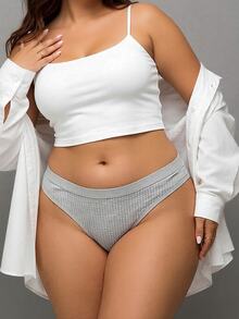 Esseday Plus Size Leisure Series Ribbed Triangle Panties 5 Pack - Multicolor - View 8