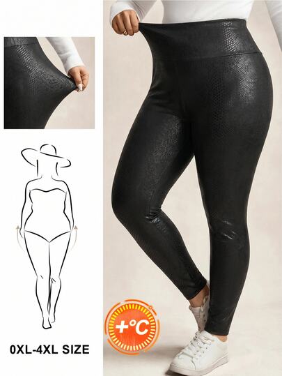 Comfylo Plus Size Women Solid Color High Waist Casual Sexy Business Casual Elegant Versatile Leggings Halloween Going Out Night Black Summer