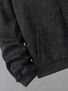 Teen Boys Printed Washed Distressed Vintage Punk Streetwear Casual Loose Fit Hooded Zip-Up Sweatshirt Jacket,Autumn/Winter - Black - View 7