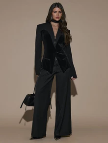SHEIN BAE Fashionable Elegant Commuter Waist-Cinching Blazer - Black - View 4