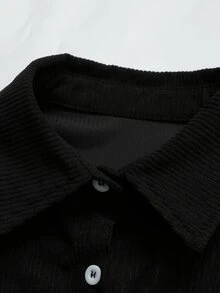 Holdful Holdful Women's Solid Color Long Sleeve Single-Breasted Pocket Casual Shirt - Black - View 3