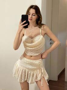 SHEIN ICON Women Two Pieces Outfits For Daily Wear - Apricot - View 4