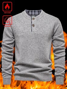 RONVEXI Men's Solid Color Casual Versatile Daily Wear Long Sleeve Sweater - Grey - View 1