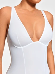 SHAPORA Women Sleeveless Seamless Jumpsuit - White - View 4