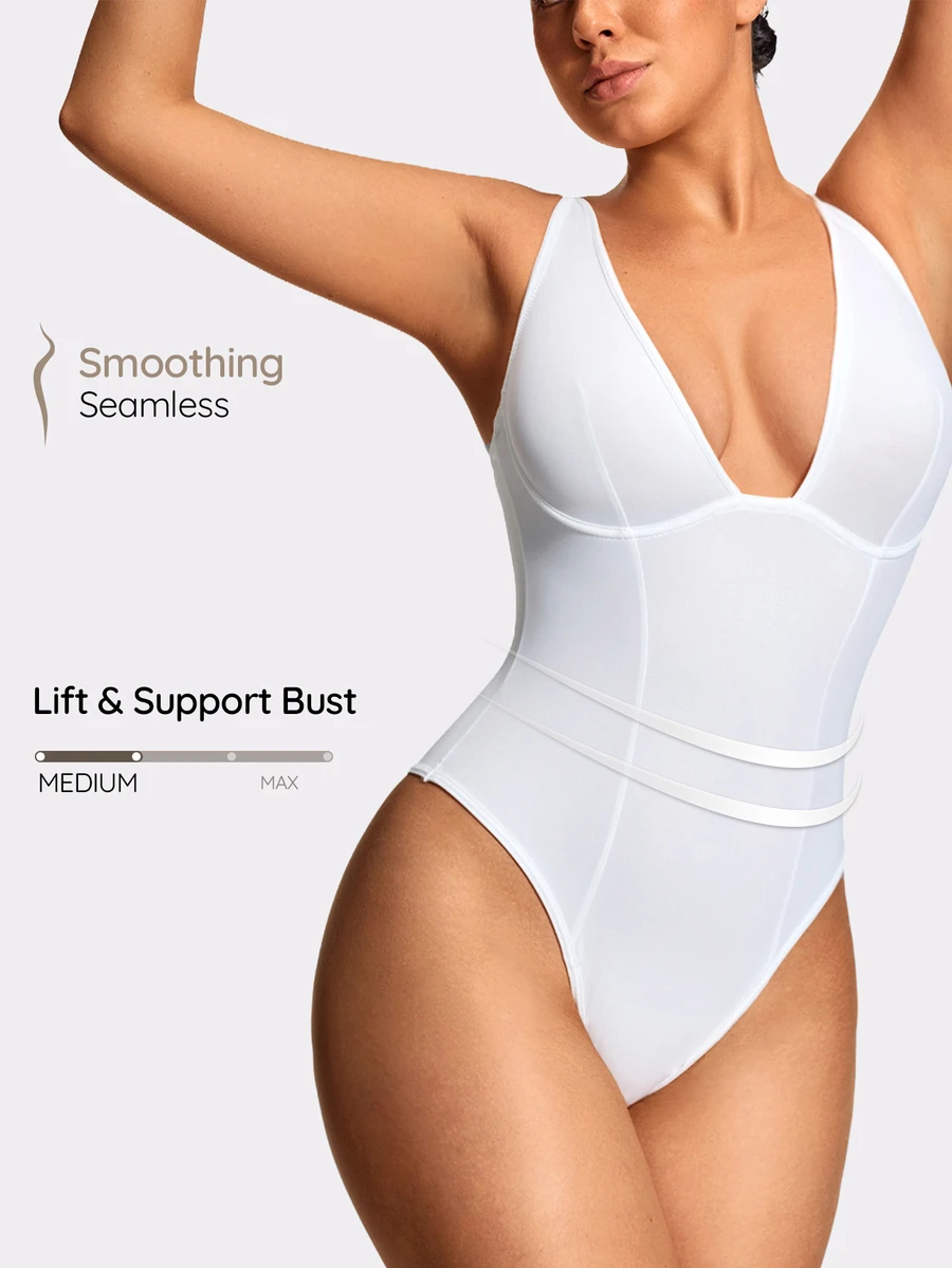 SHAPORA Women Sleeveless Seamless Jumpsuit - White - View 1