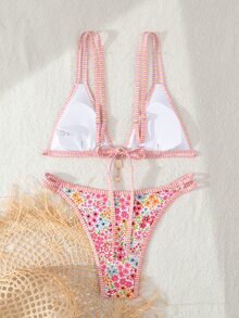 SHEIN Swim Women Sweet Floral Bikini Swimwear Set, Suitable For Summer Beach Vacation - Multicolor - View 6