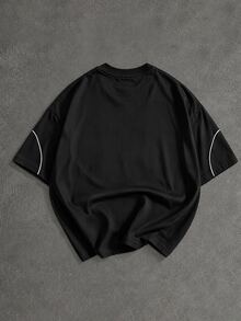Sport MetroGents Men's Letter Print Contrast Trim Sports T-Shirt - Black - View 3