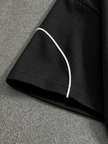Sport MetroGents Men's Letter Print Contrast Trim Sports T-Shirt - Black - View 5