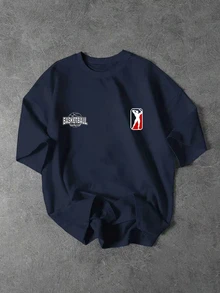 Sport MetroGents Men's Letter Print Short Sleeve Casual Fitness Sports T-Shirt, Gym - Navy Blue - View 2