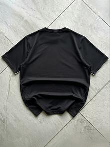 Sport MetroGents Men's Colorblock Short Sleeve Casual Sporty Athleisure Fitness Sports T-Shirt, Gym Workout Black And White Summer - Black and White - View 3