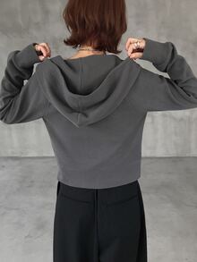FRIFUL Women's Solid Color Casual Daily Wear Zip-Up Sweatshirt - Grey - View 2